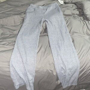 Grey flare ribbed leggings